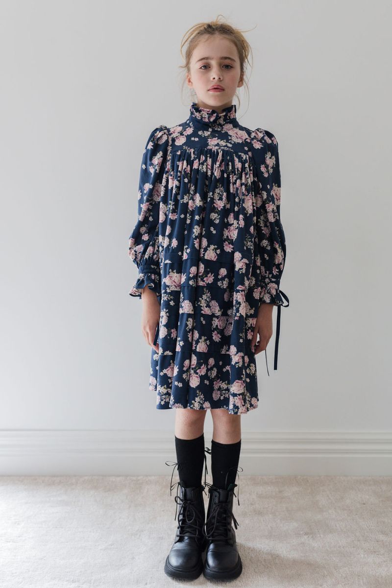 Floral Print Cord Dress - Lilac