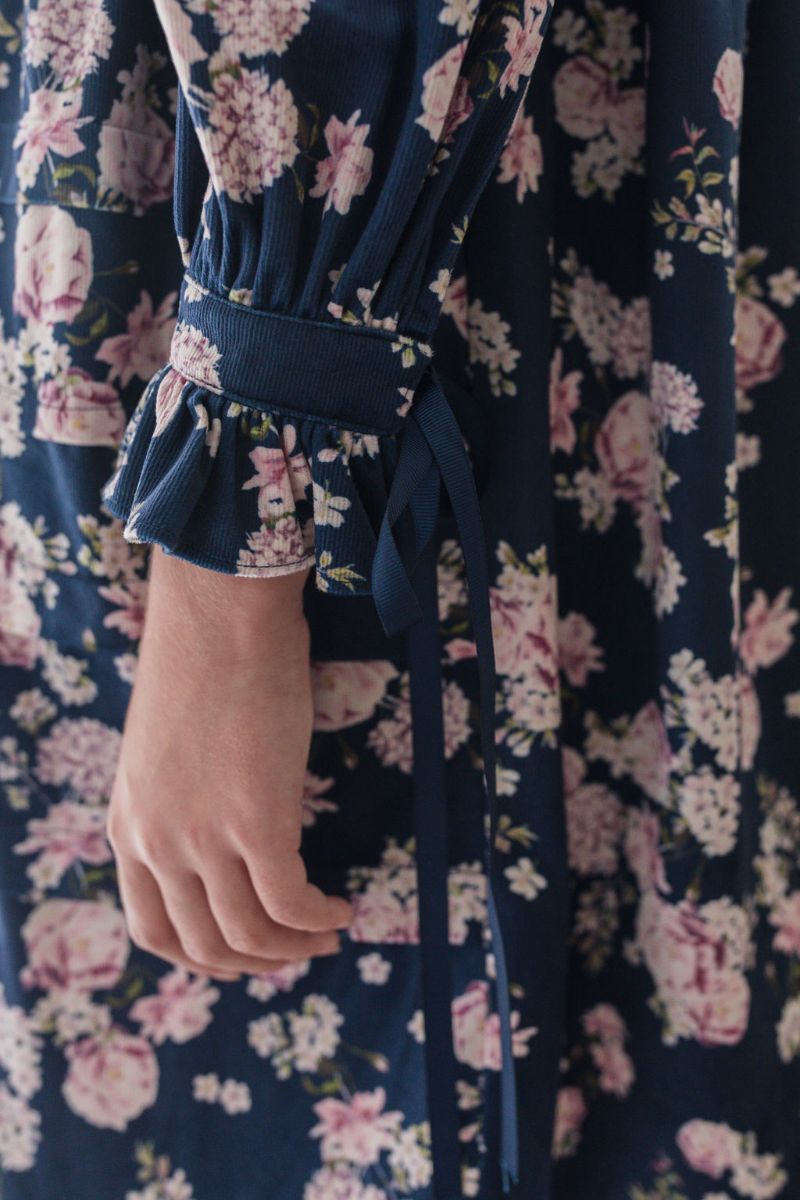 Floral Print Cord Dress - Lilac