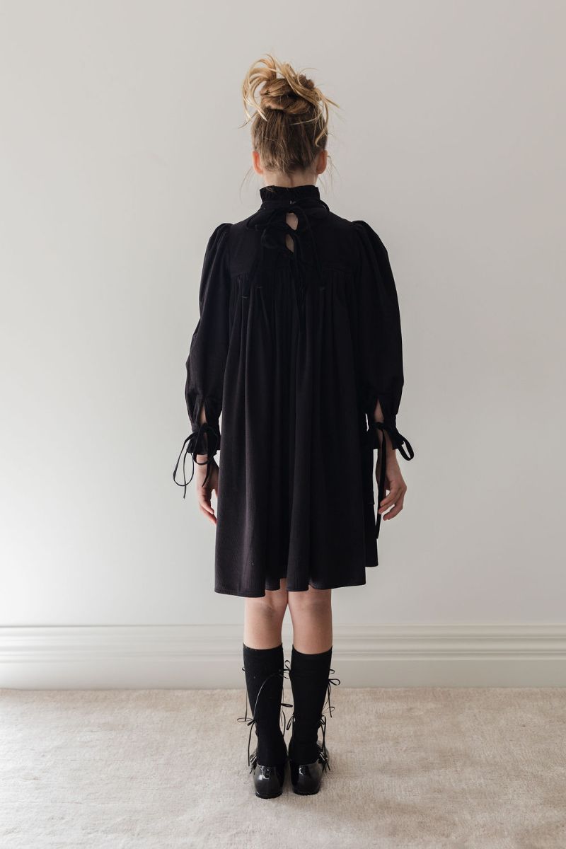 Cord Pleat Dress - Black