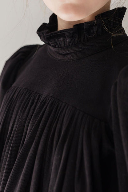 Cord Pleat Dress - Black