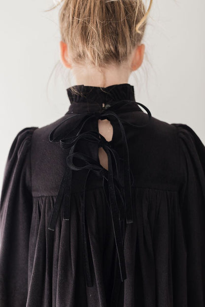 Cord Pleat Dress - Black