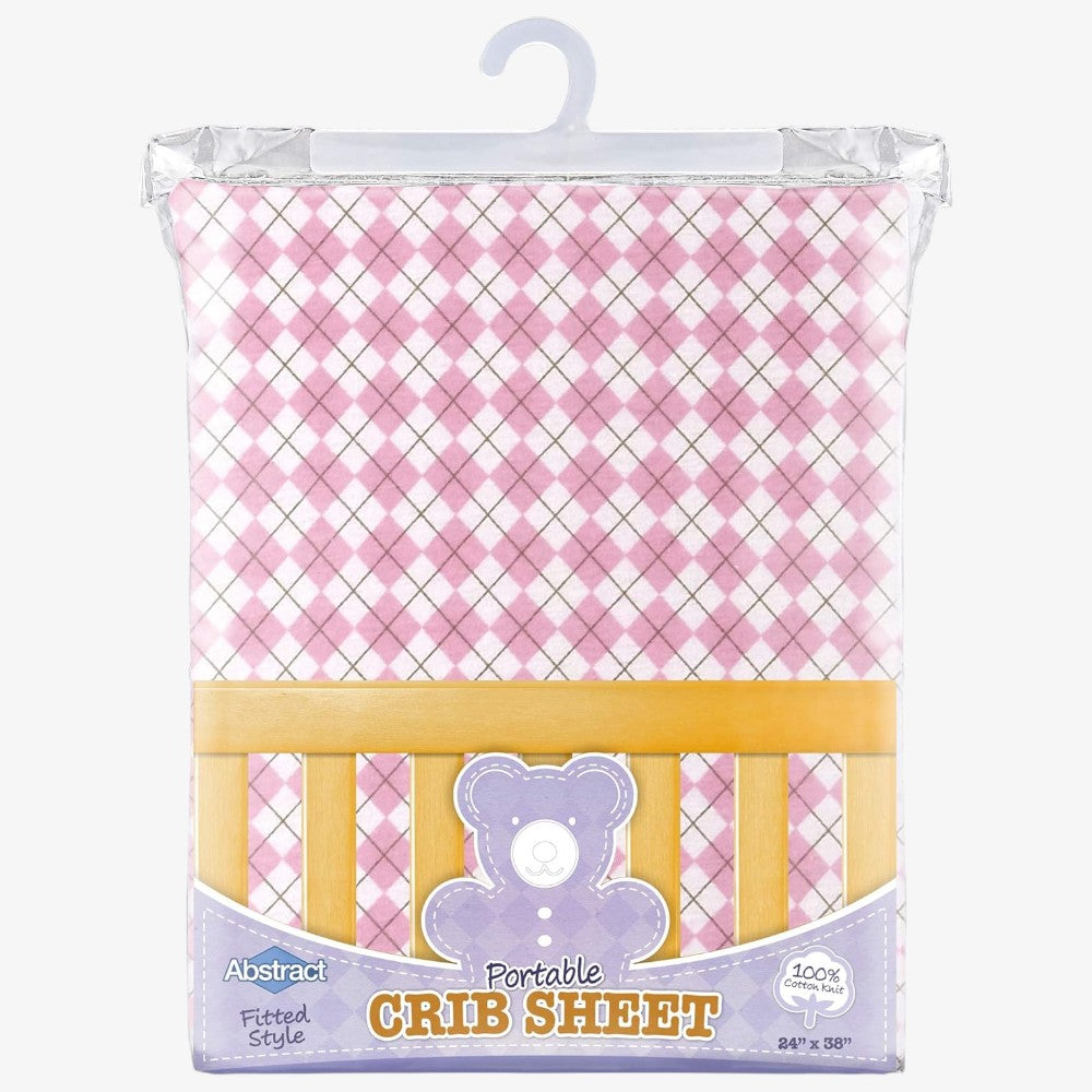 Dot Portable Crib Sheet - Arygle Pink