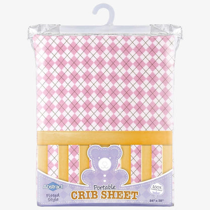 Dot Portable Crib Sheet - Arygle Pink