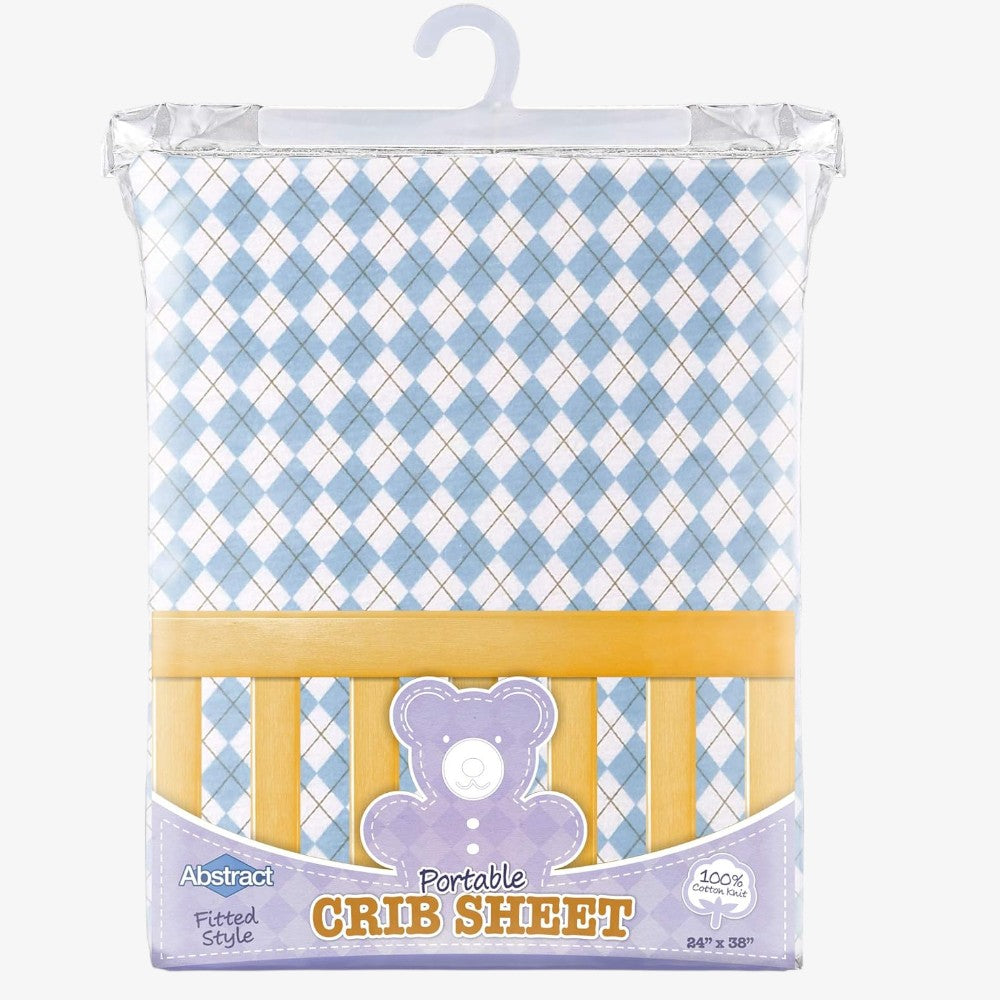 Dot Portable Crib Sheet - Arygle Blue