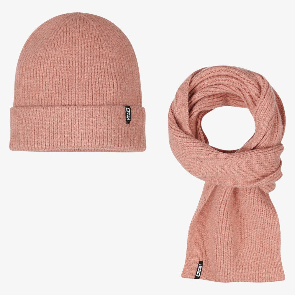 Beanie And Scarf - Rose