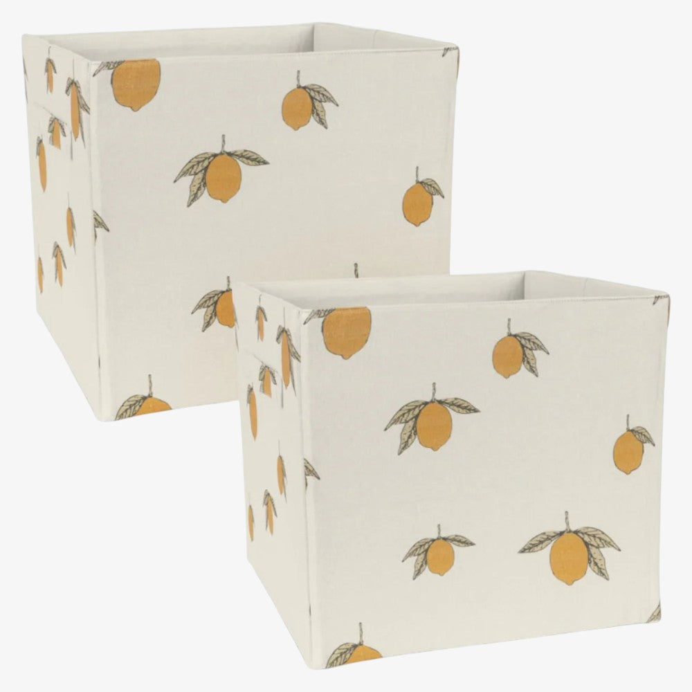 2 Pack Fabric Storage Baskets - Lemon