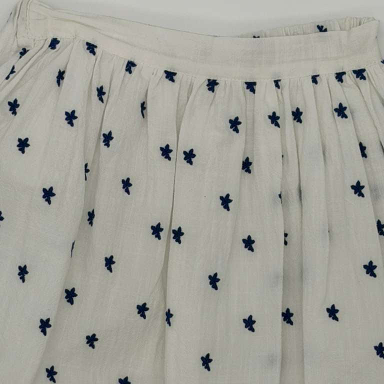 Deolinda Embroidered Skirt - Ecru &amp; Royal Blue