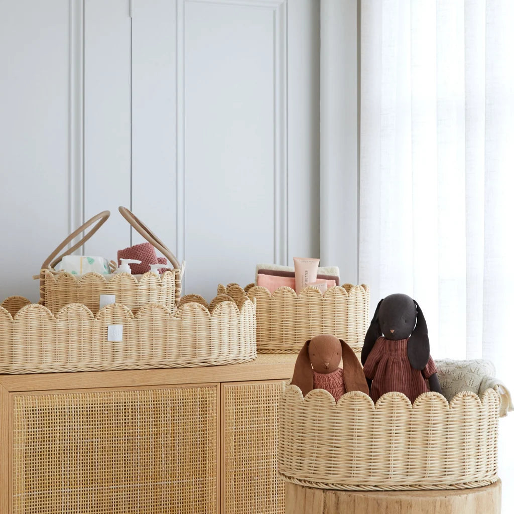Belle Scallop Basket 2Pk - Natural
