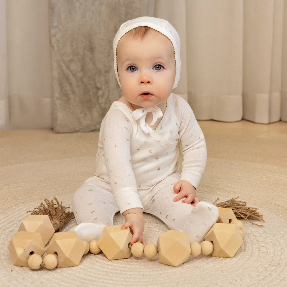 Pointelle Wrap Footie And Bonnet - Blue