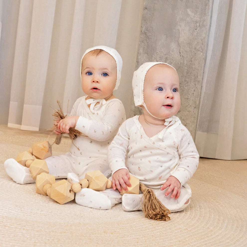 Pointelle Wrap Footie And Bonnet - Blue