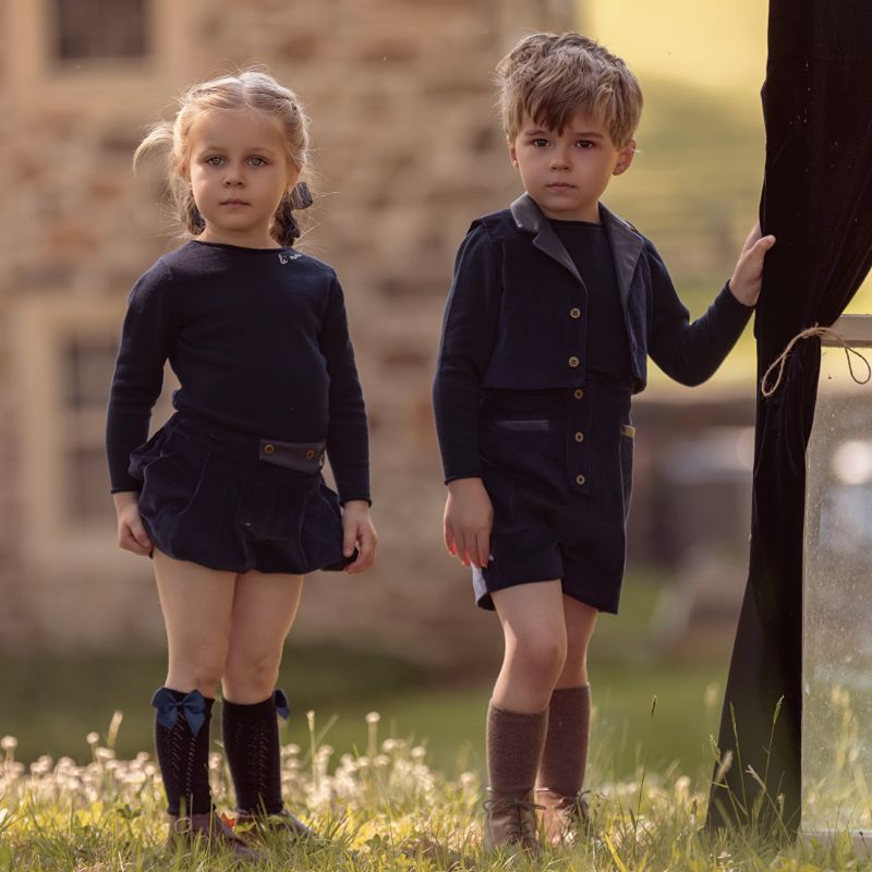 Sweater And Trim Bloomer - Navy