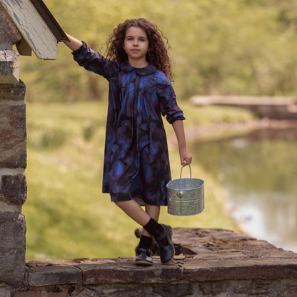 Watercolor Dress - Navy