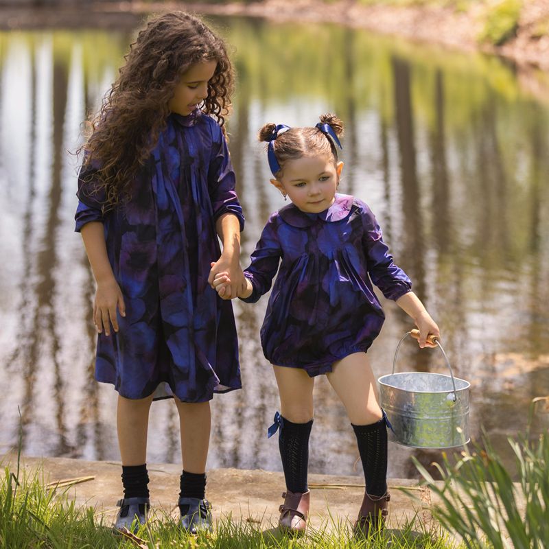 Watercolor Dress - Navy