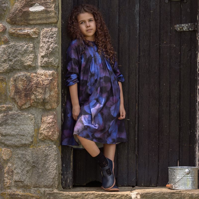 Watercolor Dress - Navy