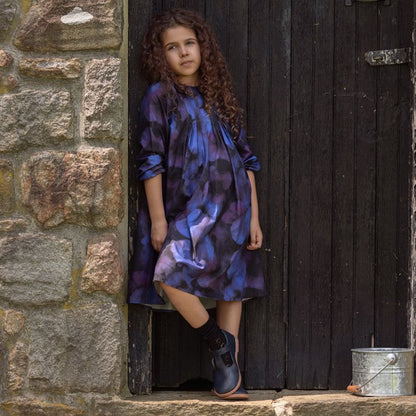 Watercolor Dress - Navy