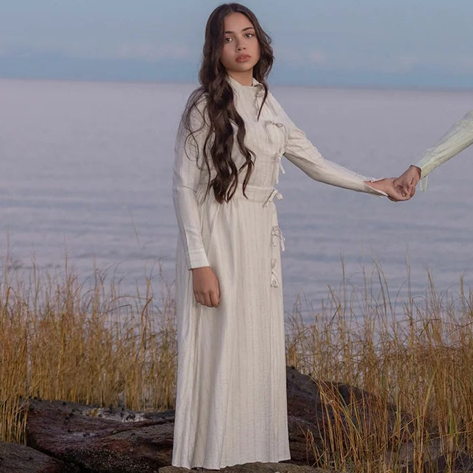 Stripe Bow Shirt And Skirt - Beige