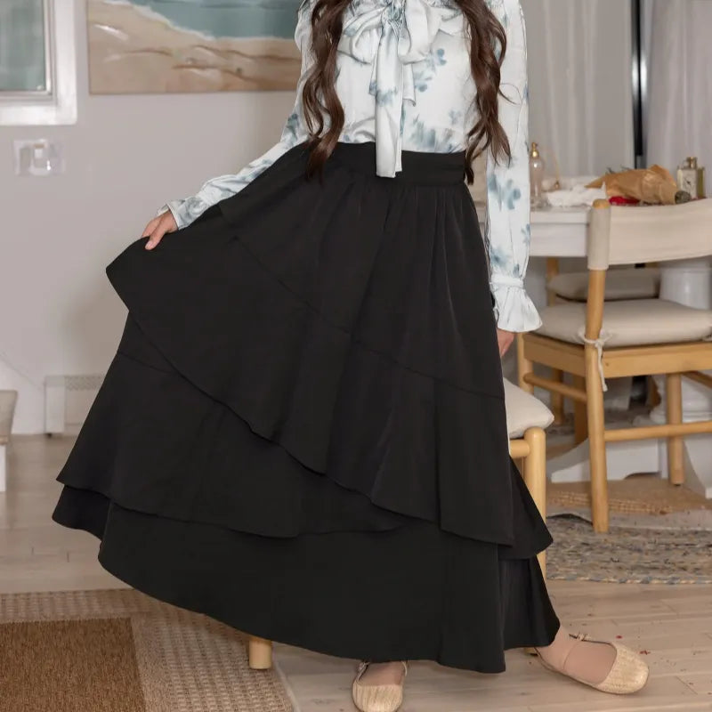 Ruffle Layered Skirt - Black