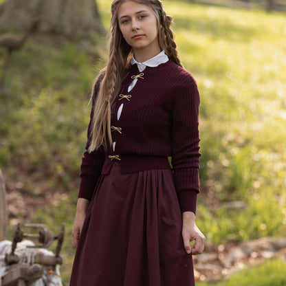 Bow Knit Sweater - Burgundy