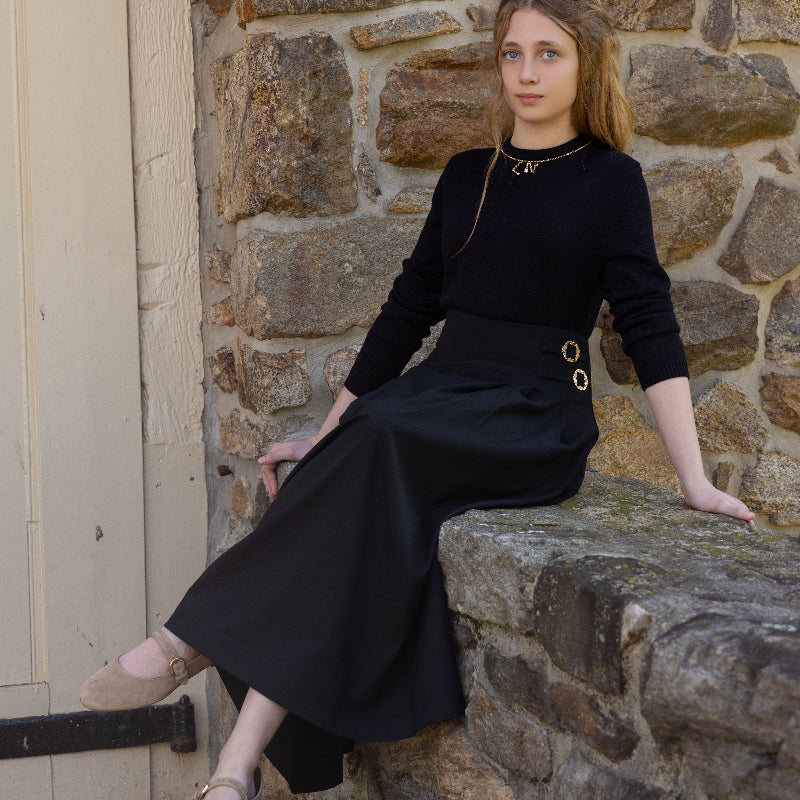 Buckle Midi Skirt - Black
