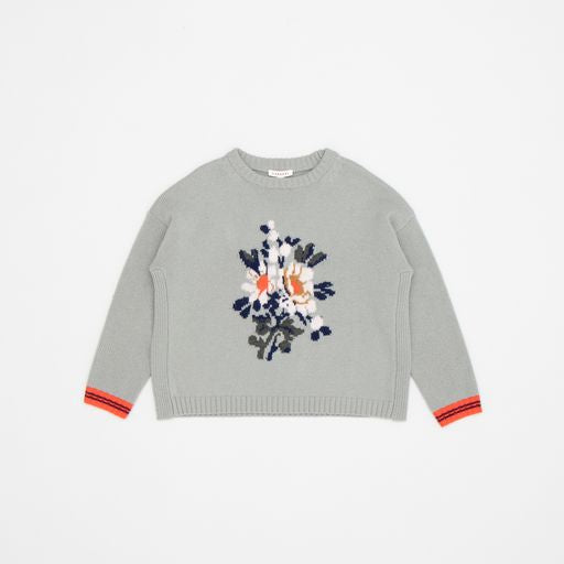 Caramel Knitted Sweater - Sage Grey Base/multi
