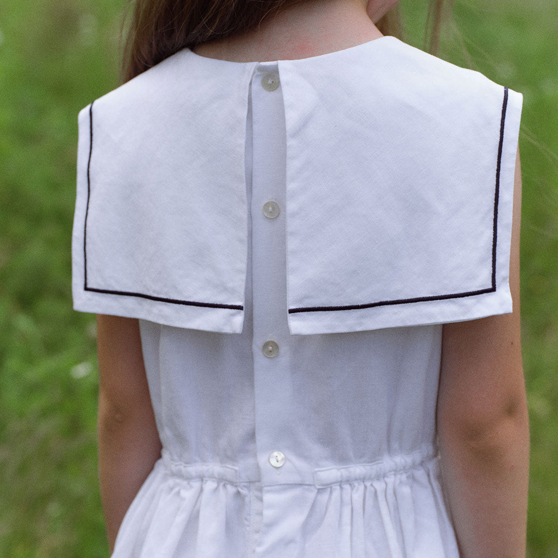 Marine Collar Dress - Ivory