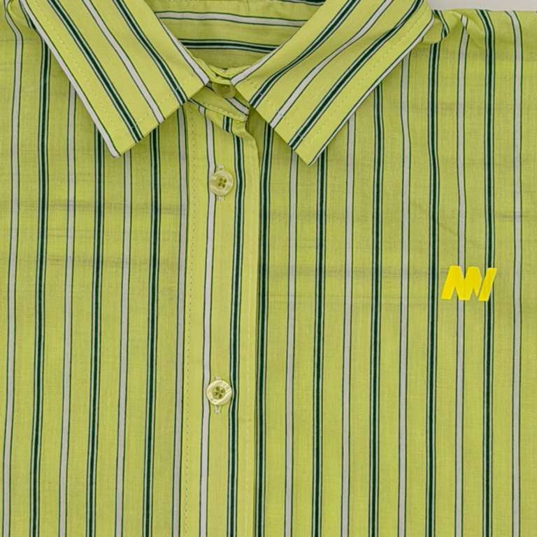 Striped Crop Shirt - Lime