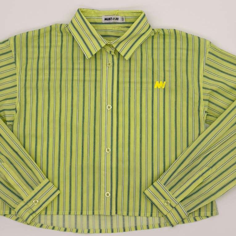 Striped Crop Shirt - Lime