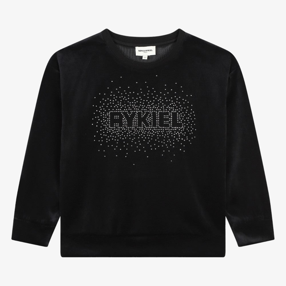 Rhinestones Sweatshirt - Black