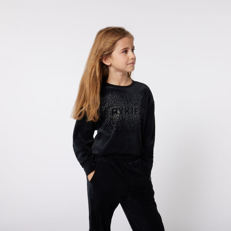 Rhinestones Sweatshirt - Black