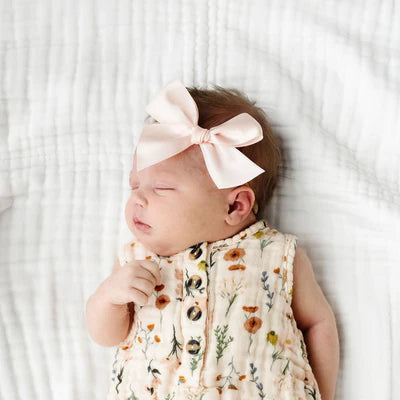 Satin Bow Headband - Blush
