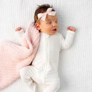 Satin Bow Headband - Blush