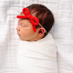Crochet Bow Headband - Cherry