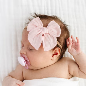 Muslin Bow Headband - Blush