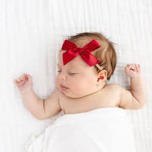 Satin Bow Headband - Ruby