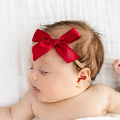 Satin Bow Headband - Ruby