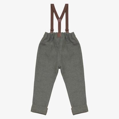 Denim Pants With Suspenders - Green