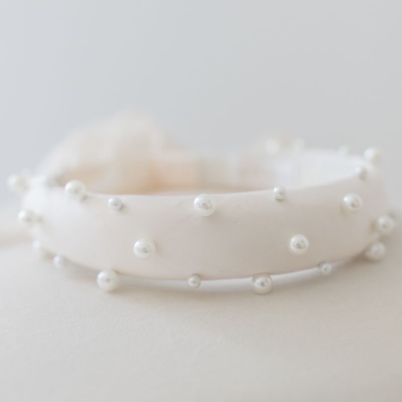 Satin Pearl Headband - Cream