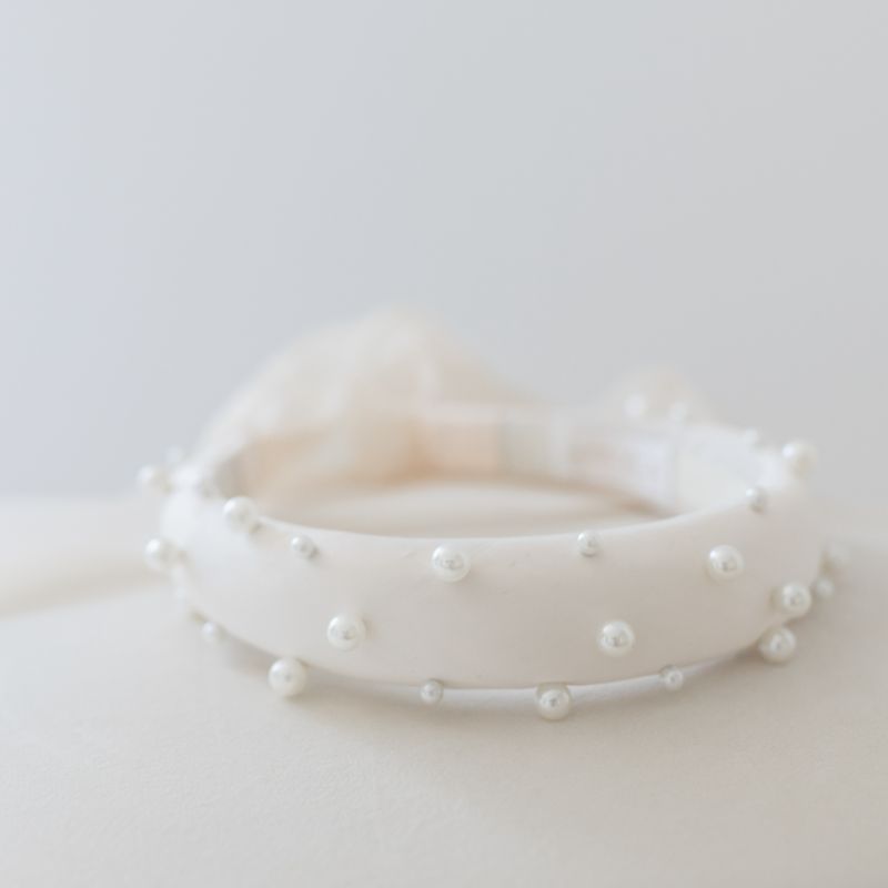 Satin Pearl Headband - Cream