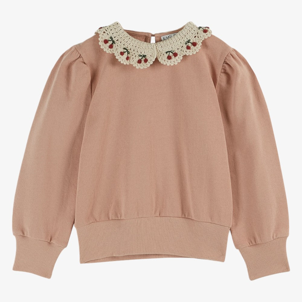 Embroidered Collar Sweatshirt - Blush