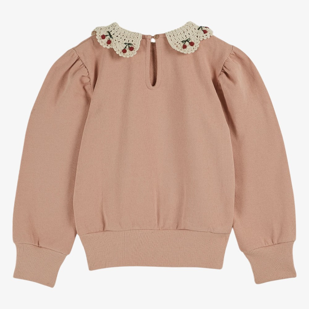 Embroidered Collar Sweatshirt - Blush