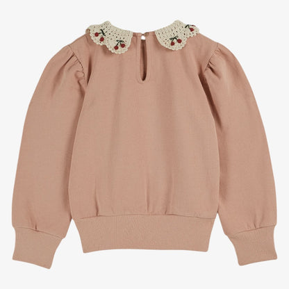 Embroidered Collar Sweatshirt - Blush