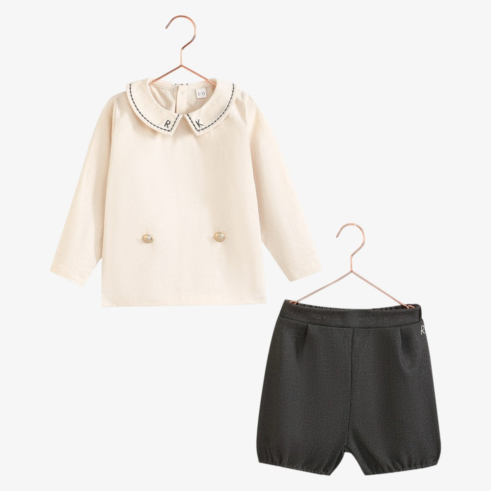 Arthur Shirt And Shorts - Grey &amp; Cream