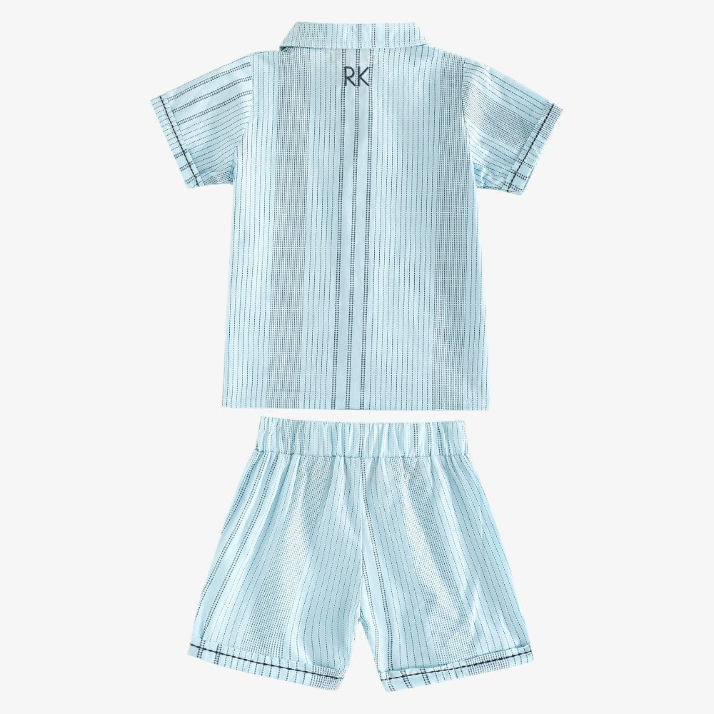 Alfie Print Shirt And Shorts - Blue