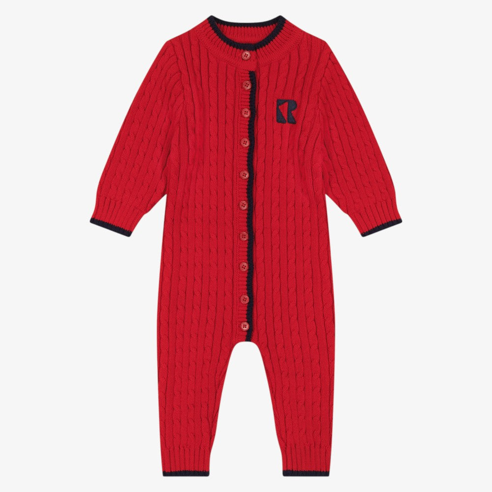Aspen Cable Knit Romper - Red