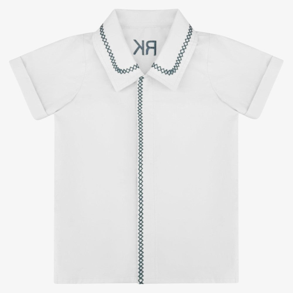 Arlo Collar Shirt - White&amp;blue