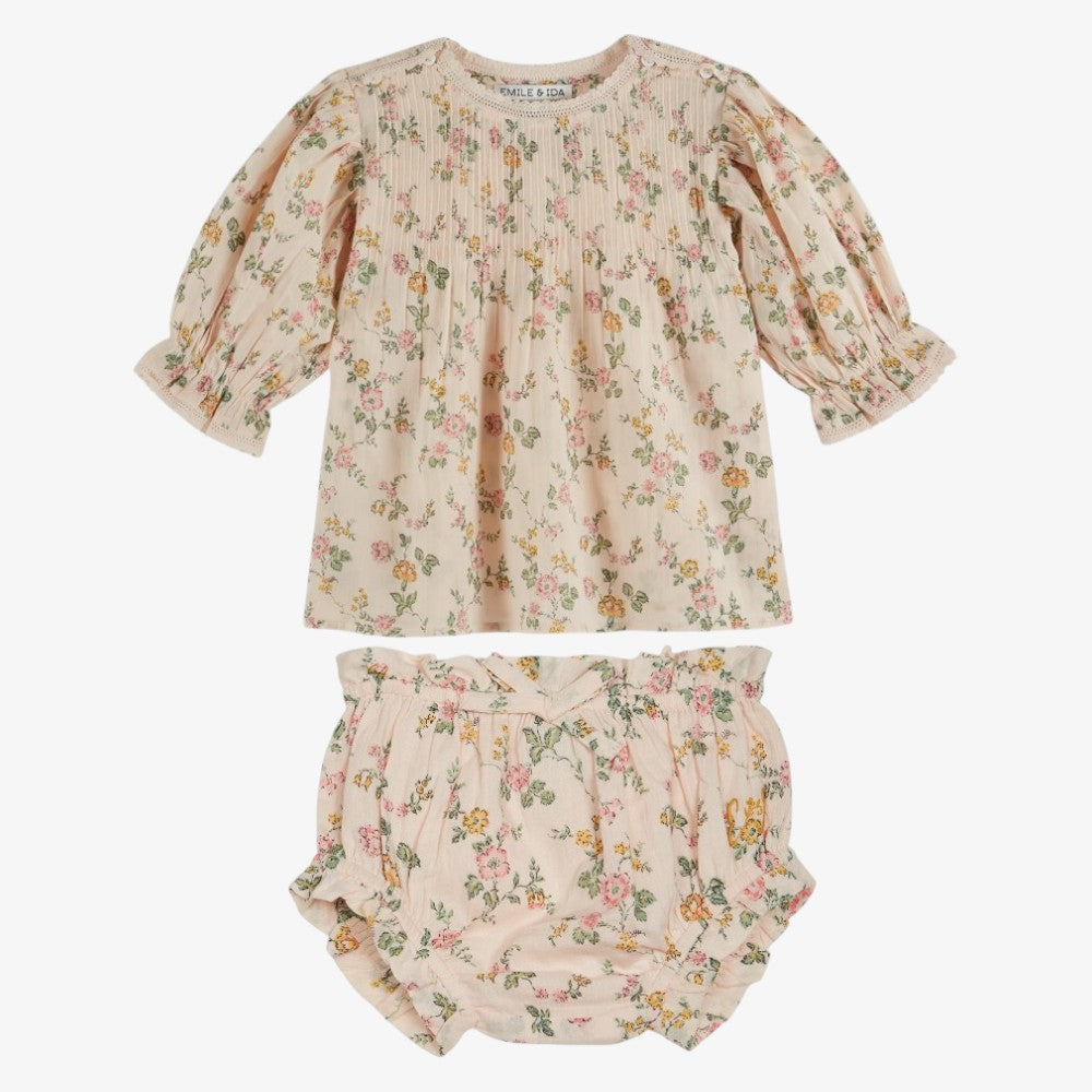 Floral Blouse And Bloomer - Rose
