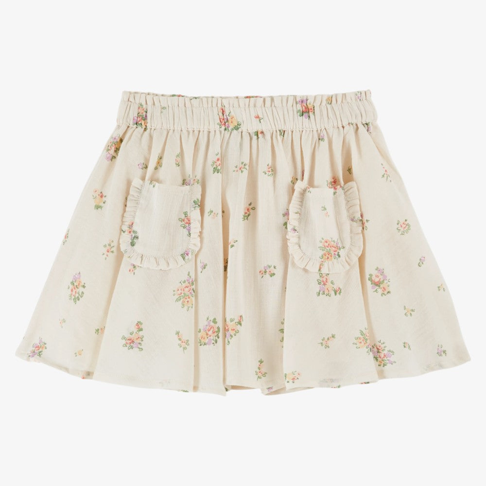 Smock Floral Skirt - Cream