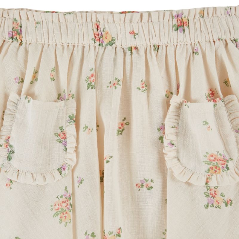 Smock Floral Skirt - Cream