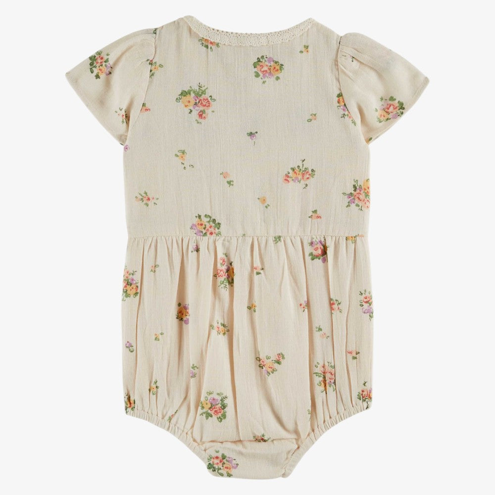Smock Floral Romper - Cream