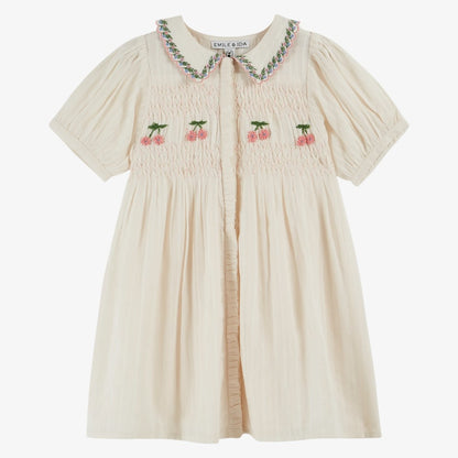 Embroidered Smock Dress - Cream